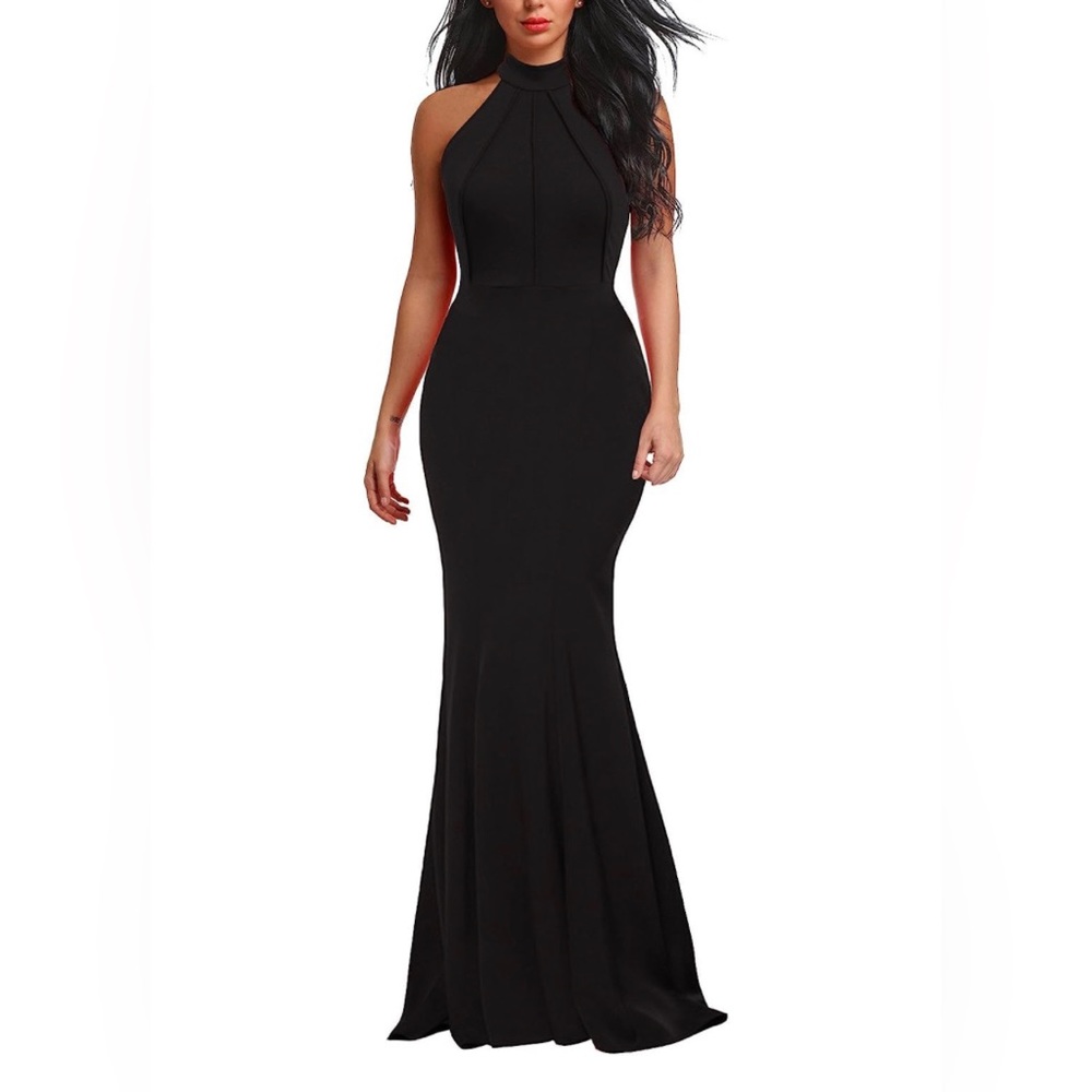 Black Berydress chic halter mermaid dress